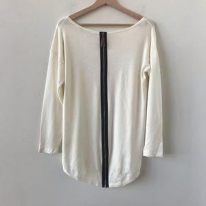 NWT Soft Surroundings white zippered back sweater